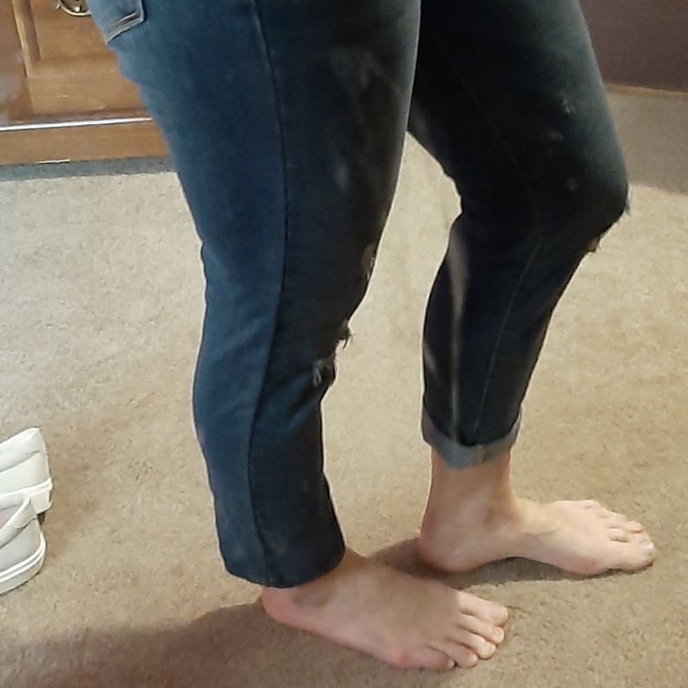 Judy Blues Relaxed Fit/Slim Jeans, Dark Wash Distressed